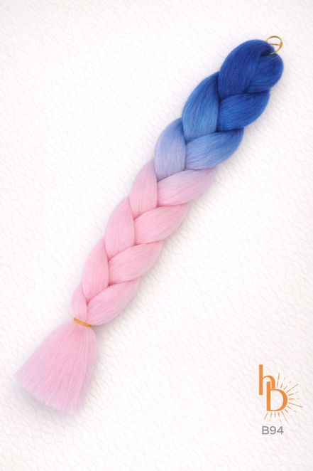 Premium invlecht haar donker blauw - licht roze | de haarboetiek