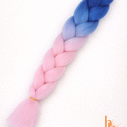 Premium invlecht haar donker blauw-licht roze - De HaarBoetiek