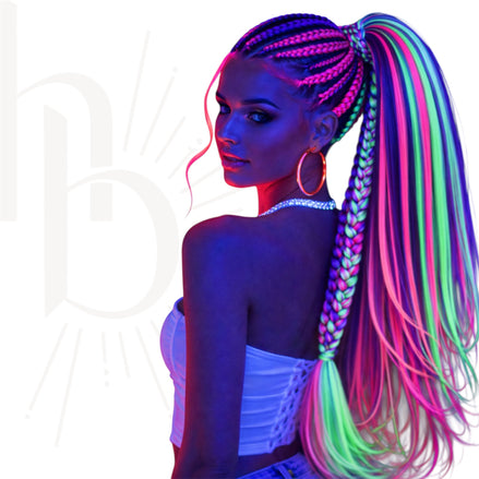 Invlecht haar glow in the dark roze-blauw-paars bundel - De HaarBoetiek