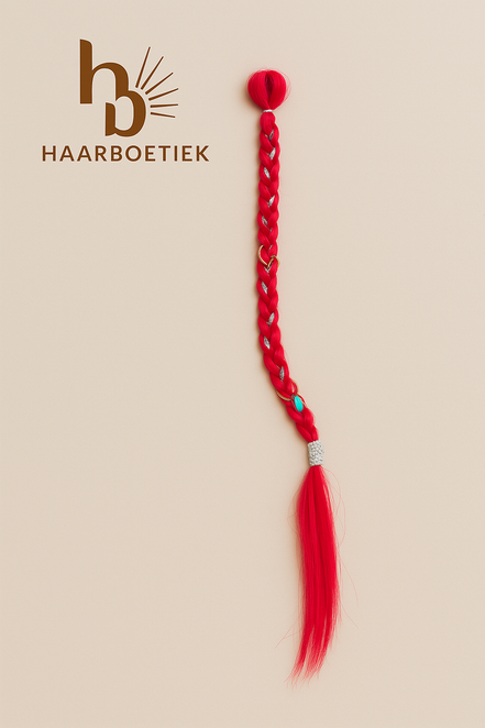 Clip in braid roze - blauw - goud