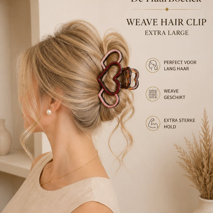 Weave haar clip licht roze hearts haaraccessoire voor haar en braids - De HaarBoetiek