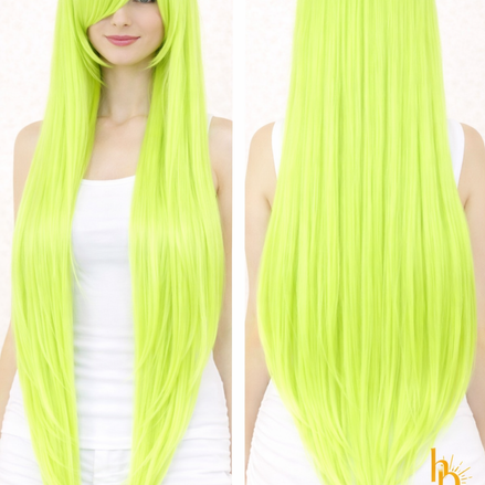 Premium dames pruik lime stijl 80cm voor carnaval en festival - De HaarBoetiek