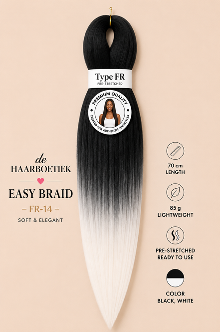 Easy braid ombre zwart wit