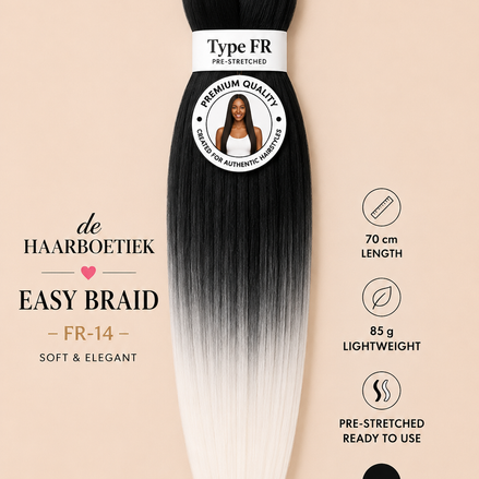 Easy braid invlechthaar zwart-wit ombre