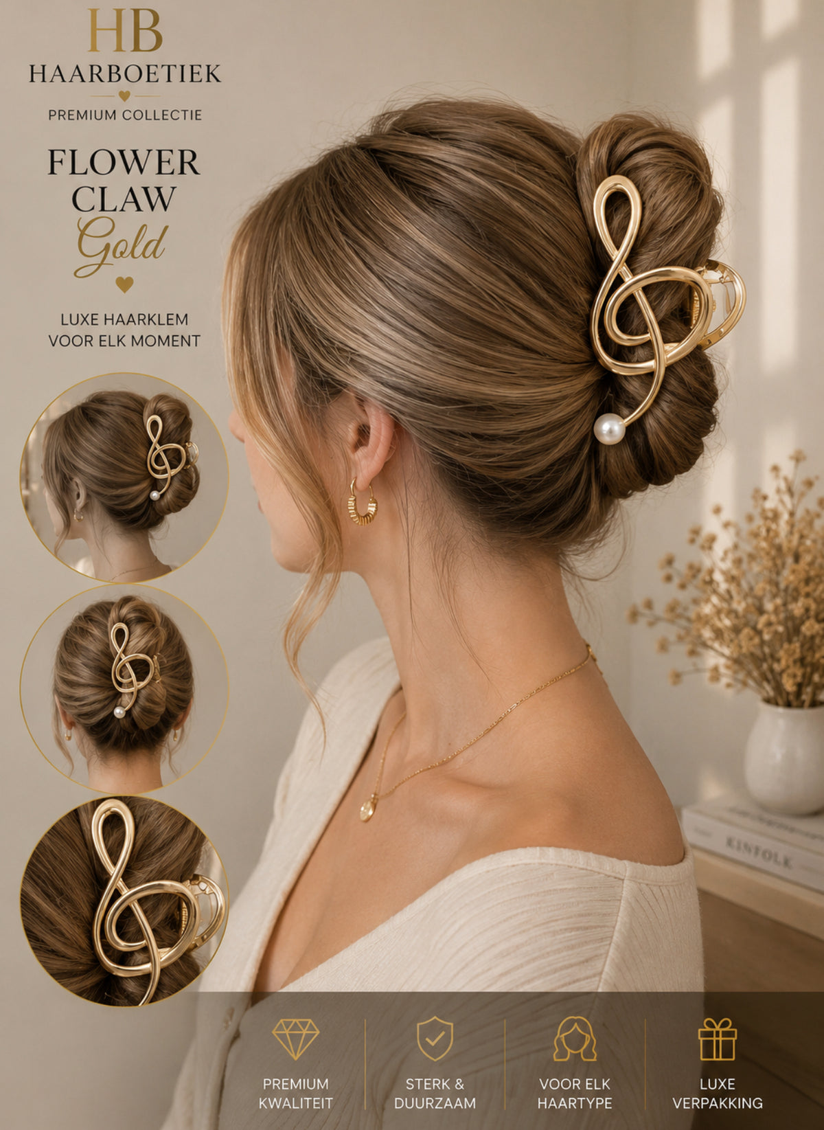 Music haarklem goud haaraccessoire - De HaarBoetiek