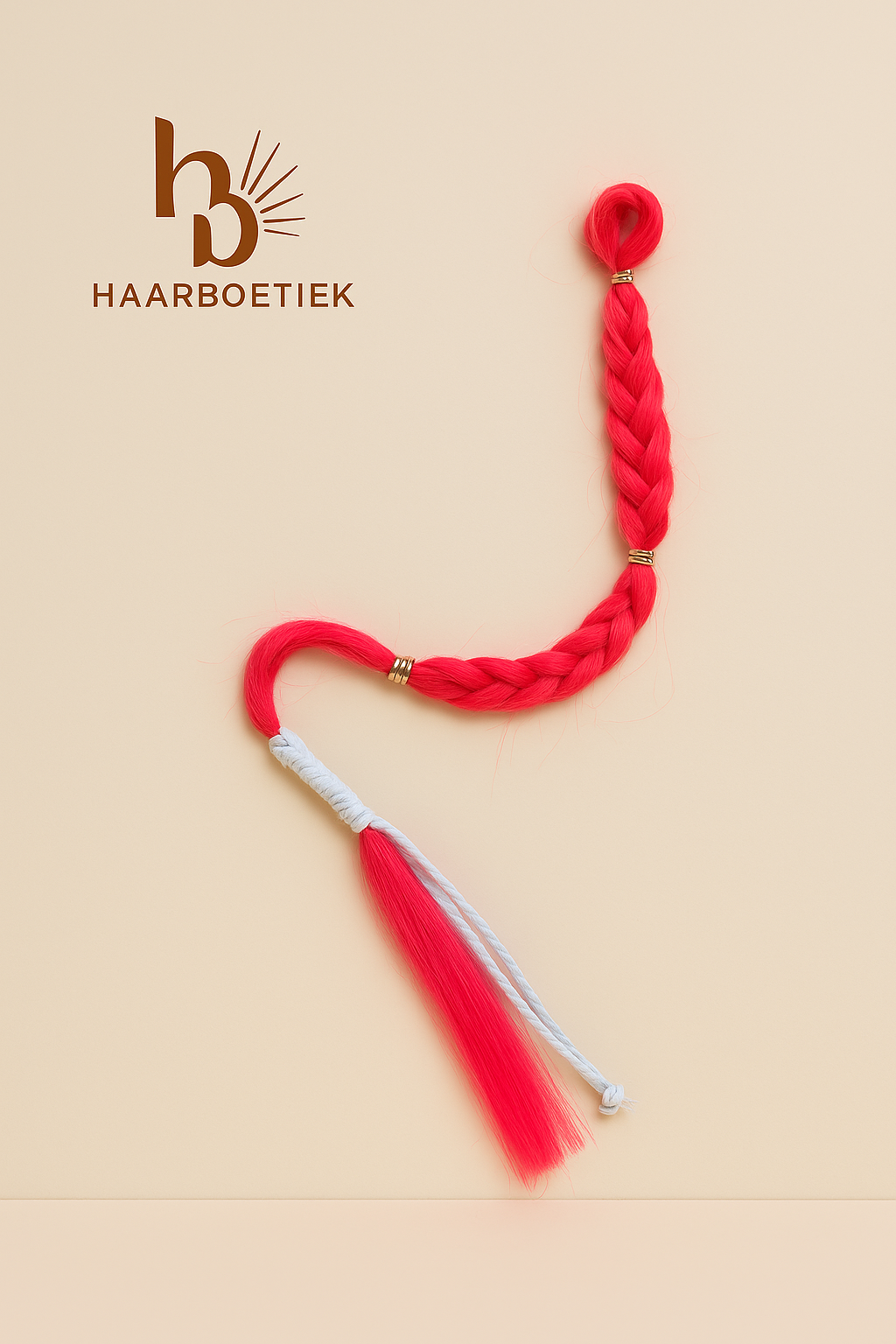 Braid roze - wit clip in | De haarboetiek