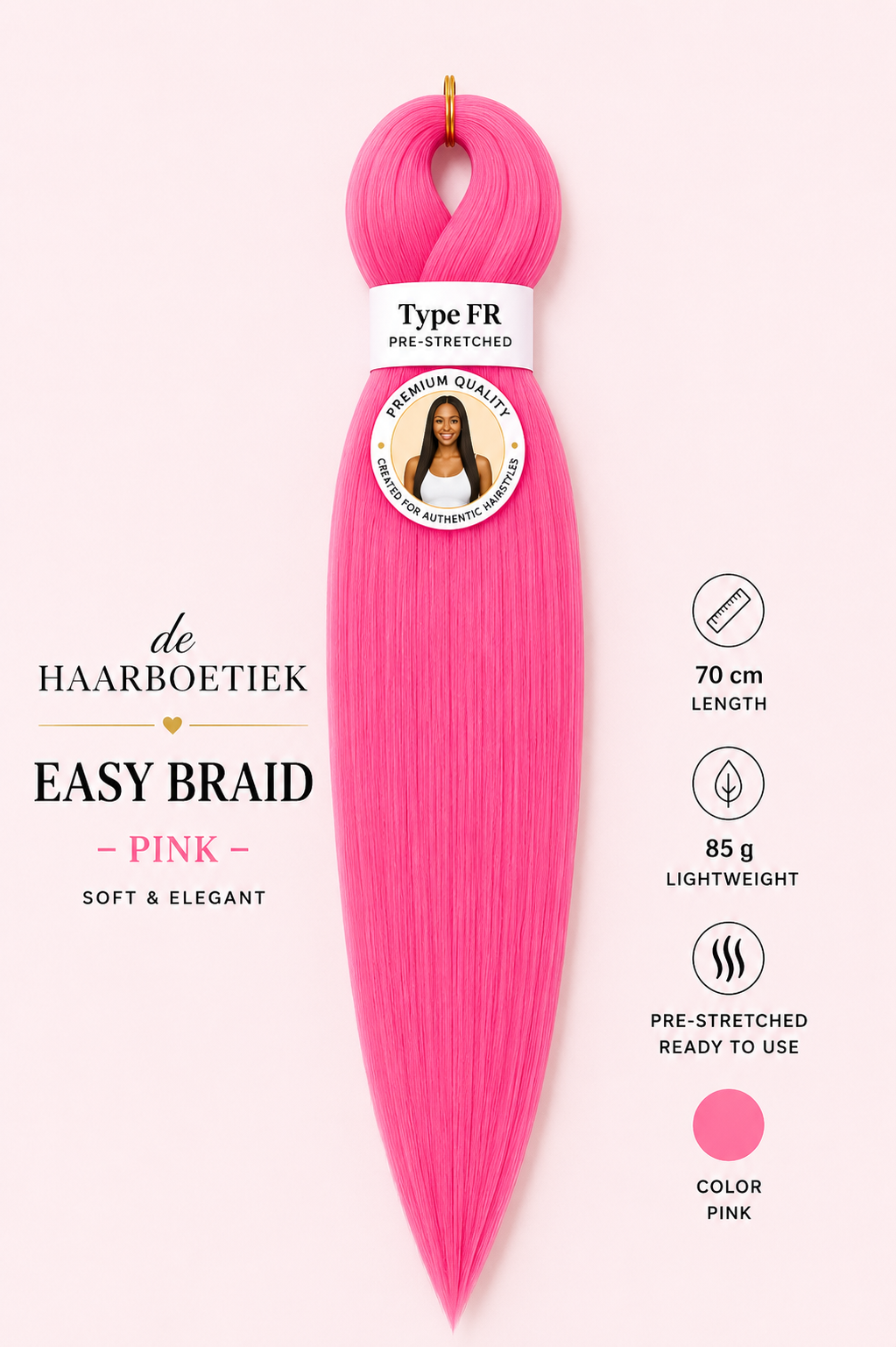 Easy Braid kanekalon vlechthaar roze 70 cm - De HaarBoetiek