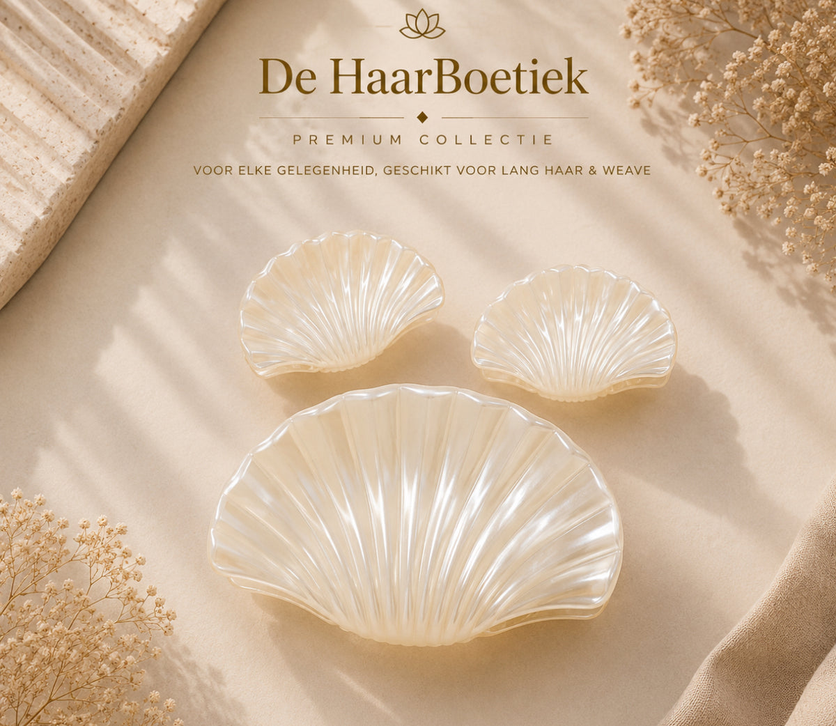 Summer schelp haarclip set wit haaraccessoire – foto 1 - De HaarBoetiek