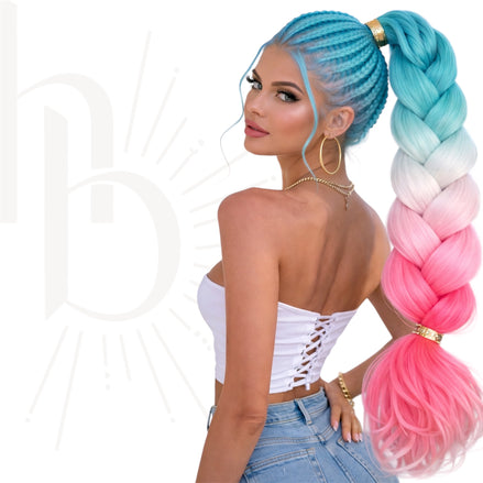 Invlecht haar licht blauw-wit-roze bundel deal - De HaarBoetiek