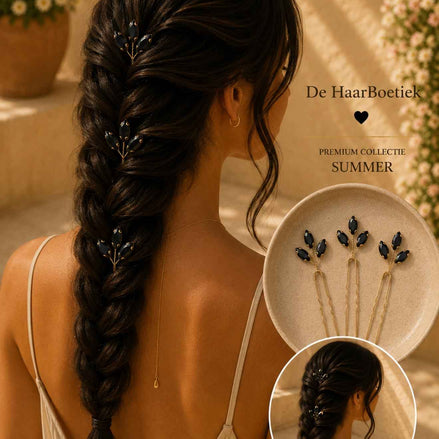 Summer stras schuifspelden zwart glitter haaraccessoire voor braids - De HaarBoetiek