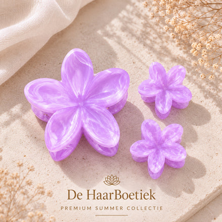 Summer flower haar clip set lila bloem haaraccessoire voor haar en braids - De HaarBoetiek