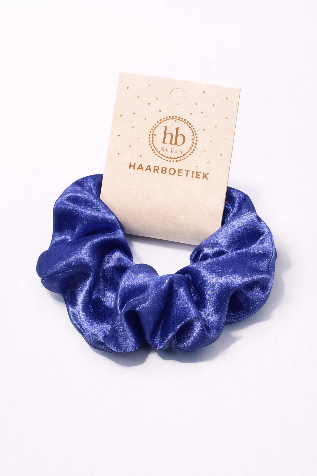 Srunchie blauw shine satijn XL - De HaarBoetiek