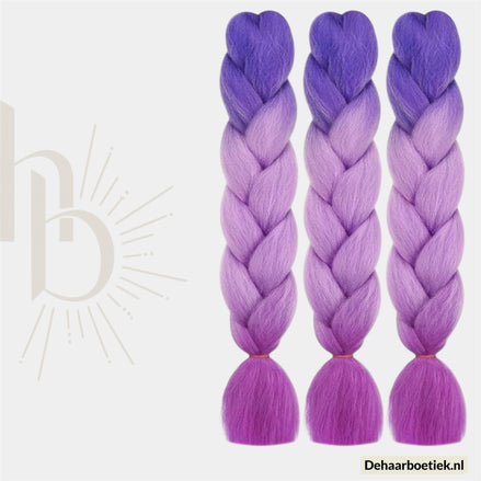 Bundel Deal Ombre Paars Lila Invlecht Haar 60cm – 3 Stuks