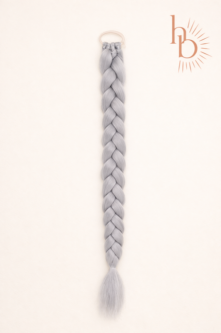 premium vlecht ponytail grijs | De haarboetiek | 70 CM