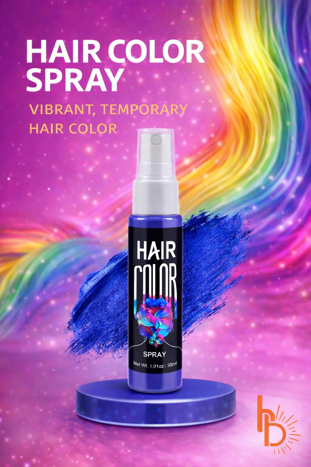 Haar spray fel blauw voor tijdelijke blauwe haarkleur festivals en feestlooks - De HaarBoetiek