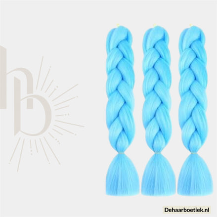 Bundel Deal Licht Blauw Invlecht Haar 60cm – 3 Stuks