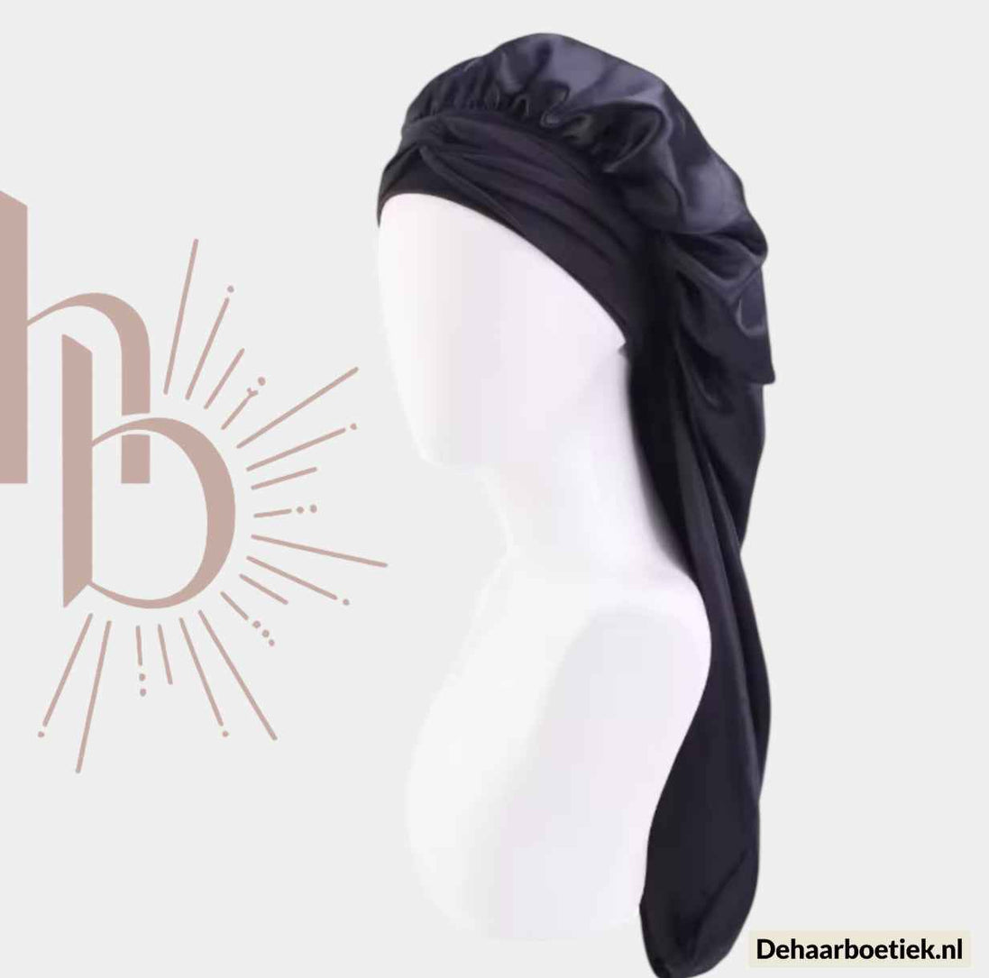 Weave slaapmuts satijn zwart - De haarboetiek alles voor gezond haar
