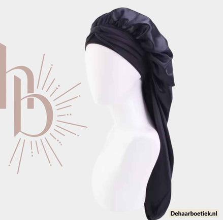 Weave slaapmuts satijn zwart - De haarboetiek alles voor gezond haar