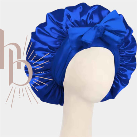 Slaapmuts satijn strik royal blauw - De haarboetiek Zeeland