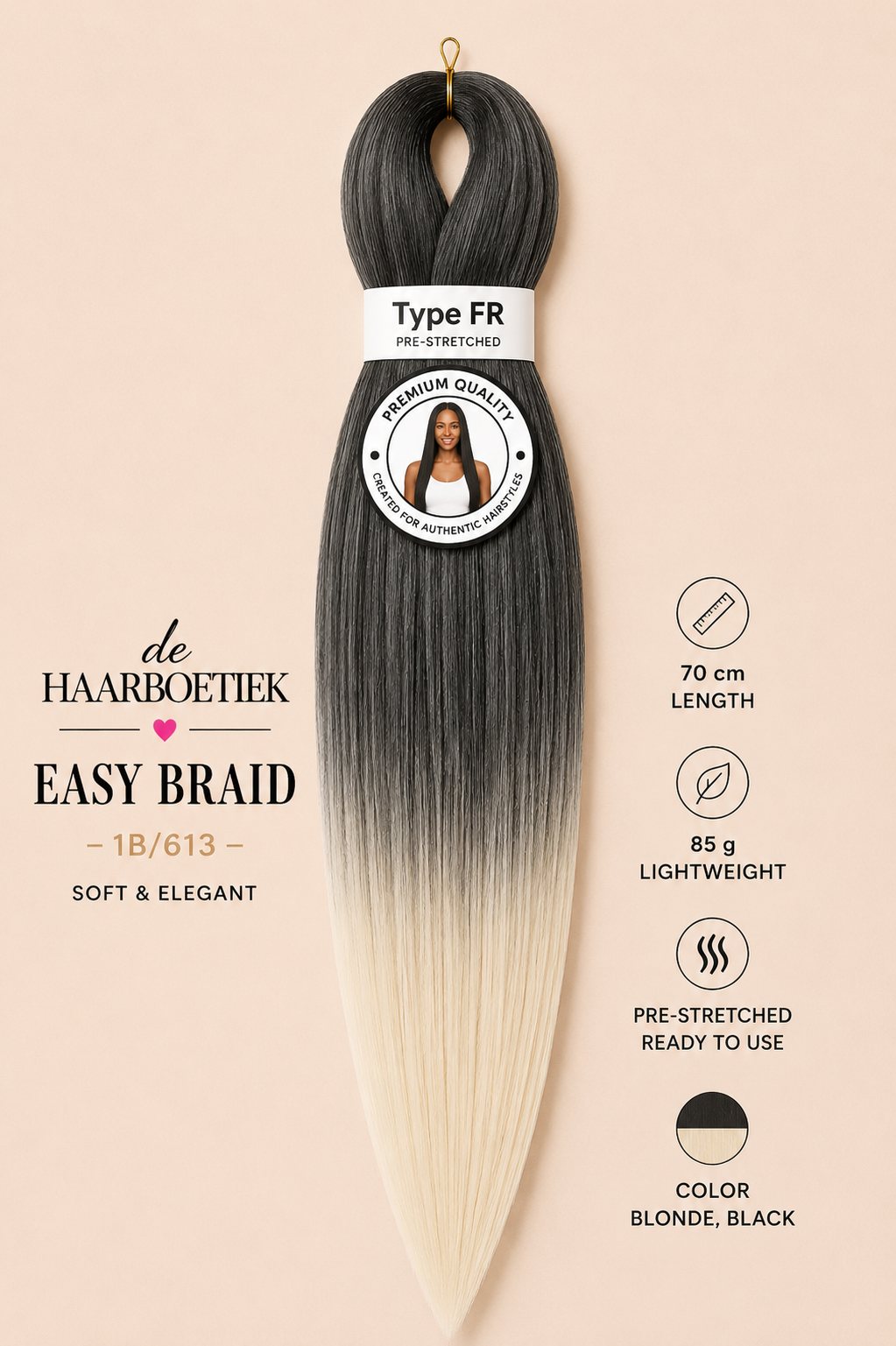 Easy braid grijs - blond ombre