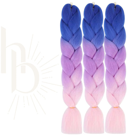 Unicorn Bundel Deal Invlecht Haar Pastel Roze Lila Blauw 60cm – Set van 3