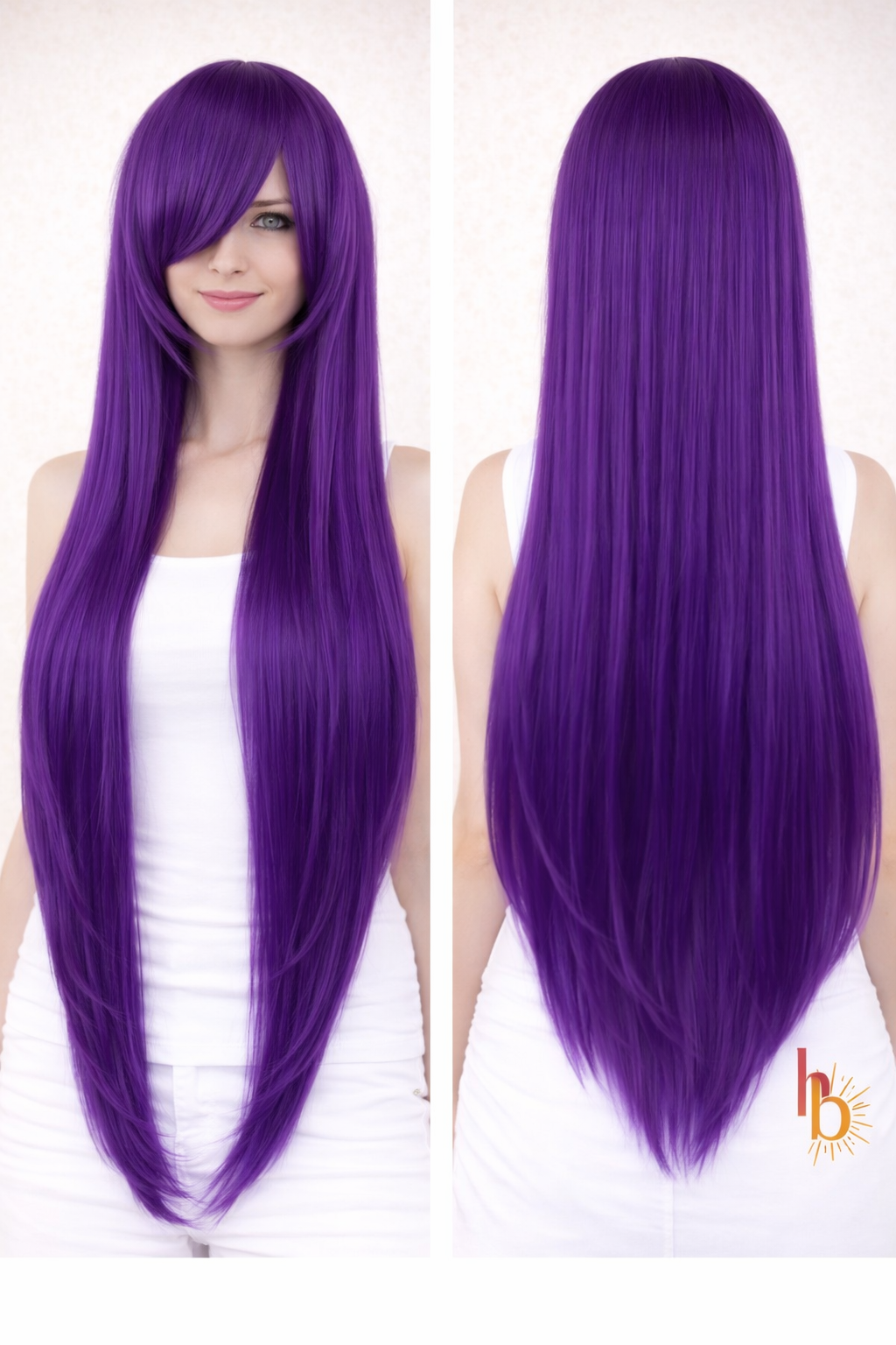 Premium dames pruik paars stijl | De haarboetiek | 80 CM