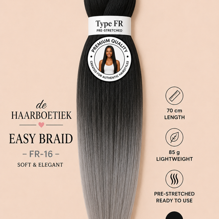 Easy braid invlechthaar zwart-grijs