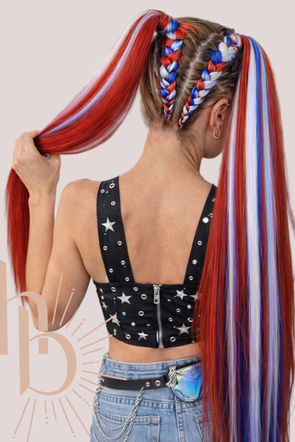 Premium Koningsdag invlecht haar mix rood - wit blauw - oranje