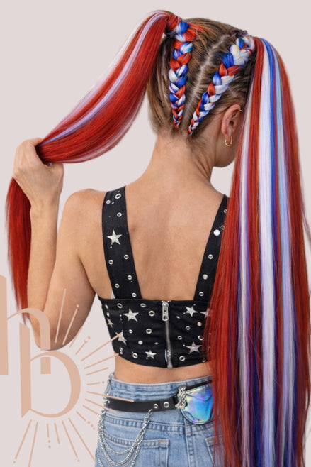 Koningsdag Bundel Rood Wit Blauw Invlecht Haar 60cm – 3 Stuks