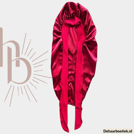 Weave slaapmuts satijn rood - De haarboetiek