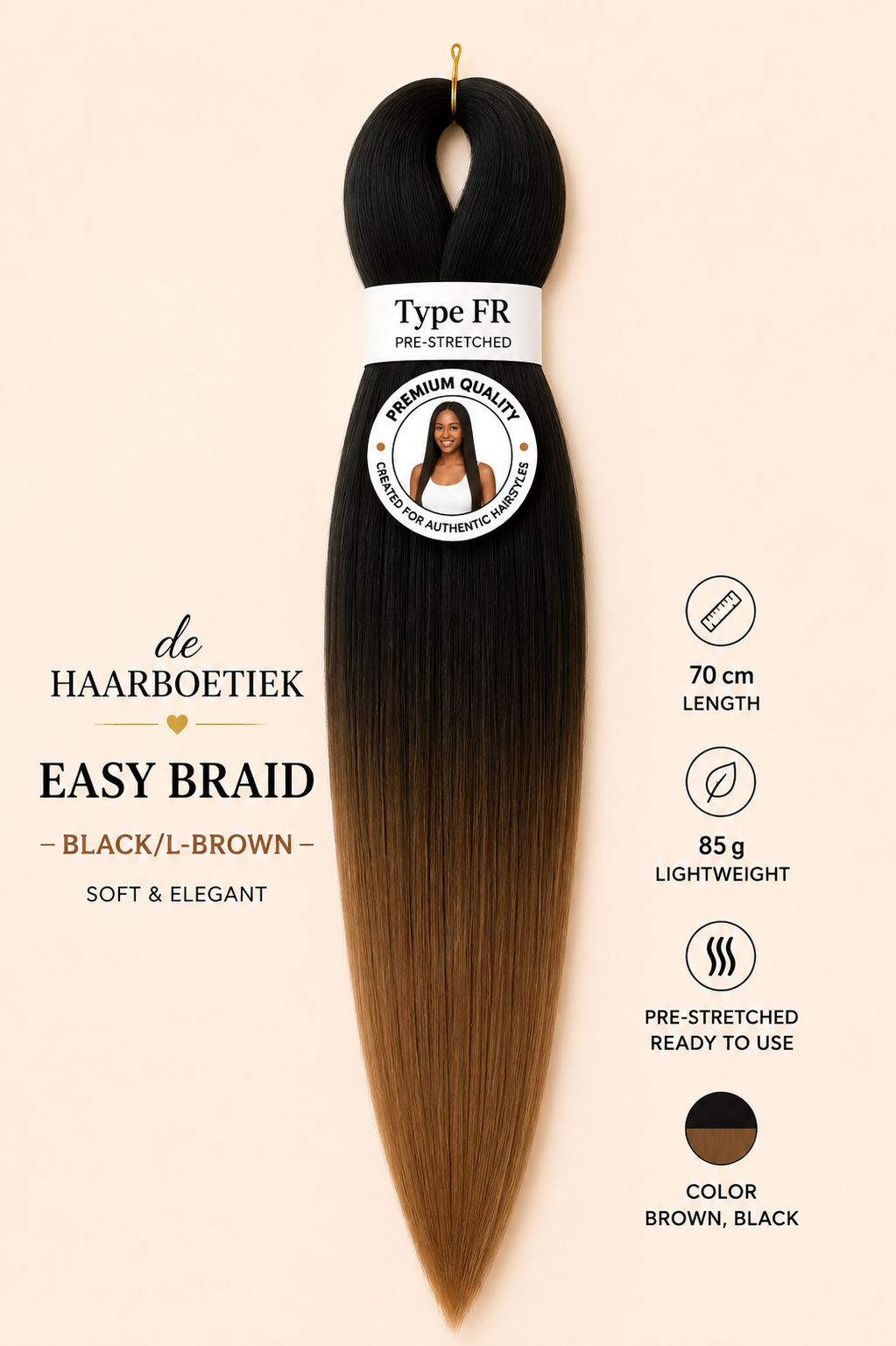 Easy braid ombre zwart bruin