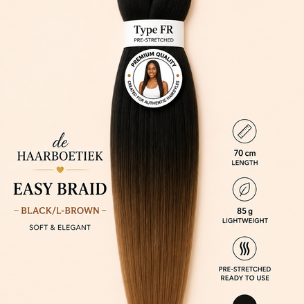 Easy braid invlechthaar zwart-bruin ombre