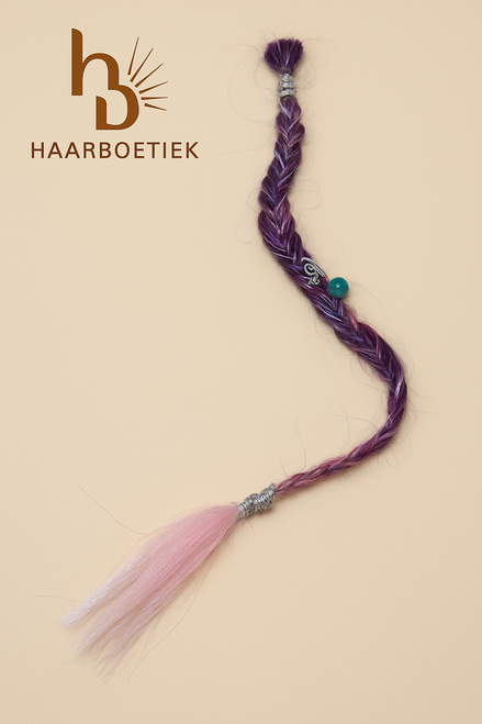 Clip in braid paars roze