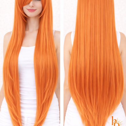 Premium dames pruik oranje stijl 80cm Koningsdag feestlooks - De HaarBoetiek