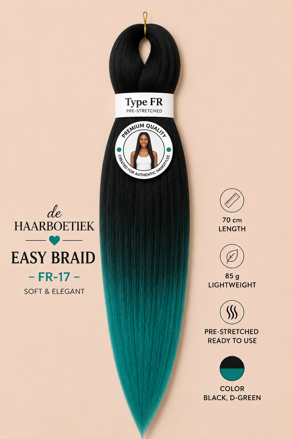 Easy braid zwart groen