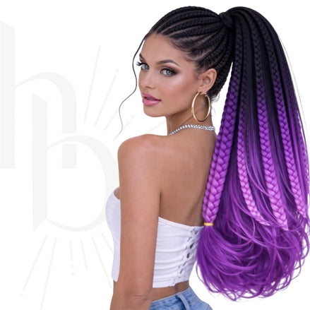 Invlecht haar braids set van 3 ombre zwart - paars 
