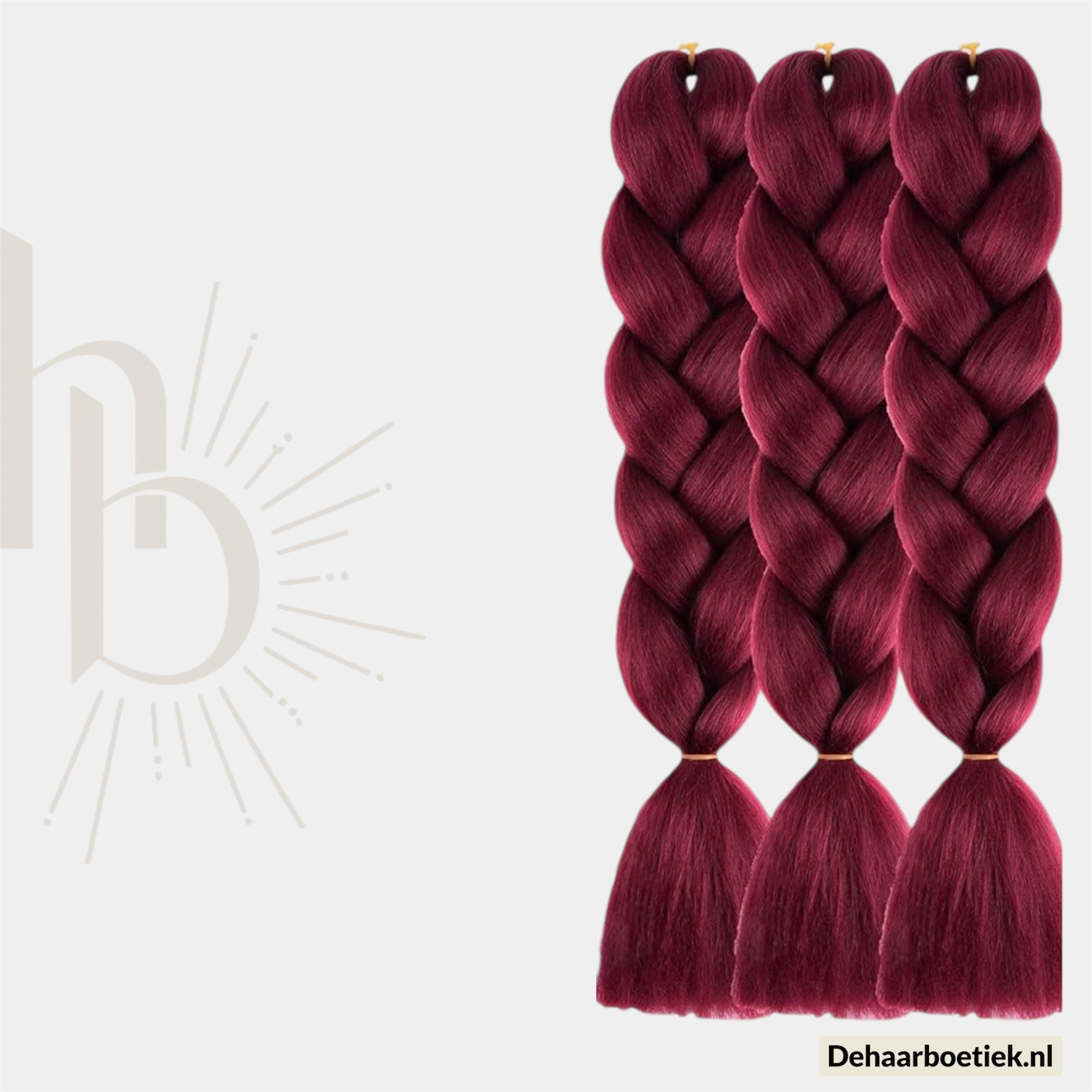 De haarboetiek invlecht haar bundel rood 