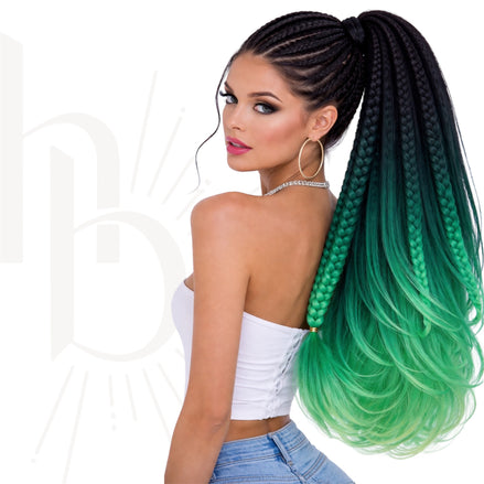 Invlecht haar groen-zwart ombre bundel deal - De HaarBoetiek
