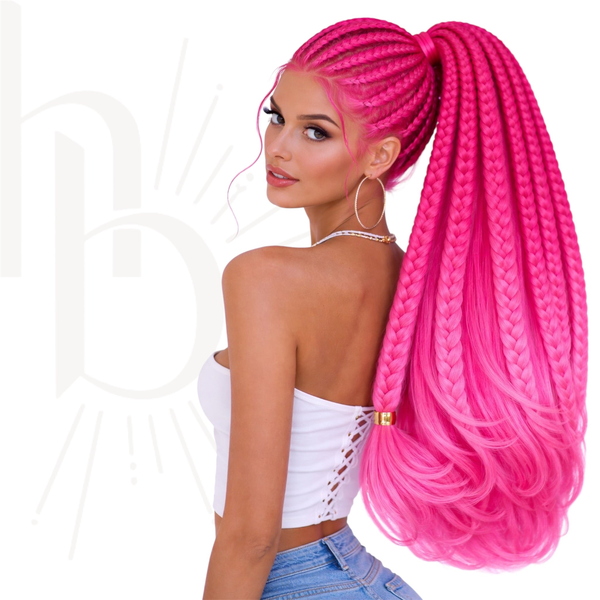 Braids de haarboetiek invlecht haar roze 