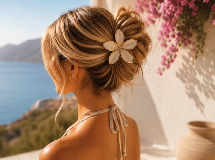 Summer Flower haar clip set beige - goud