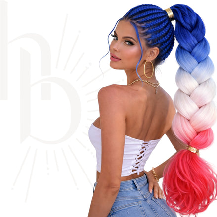 Invlecht haar blauw-wit-rood bundel deal - De HaarBoetiek