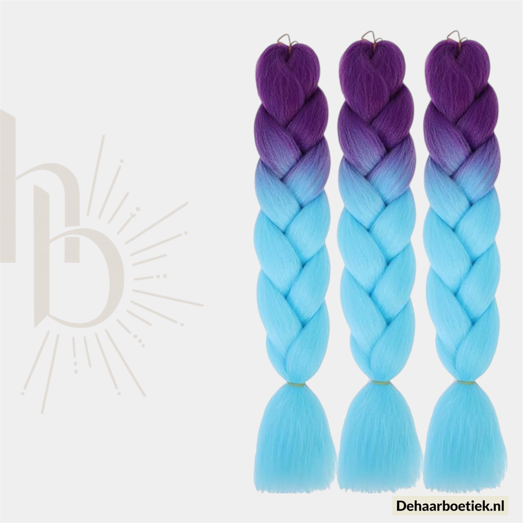 Bundel Deal Paars Licht Blauw Invlecht Haar 60cm – 3 Stuks