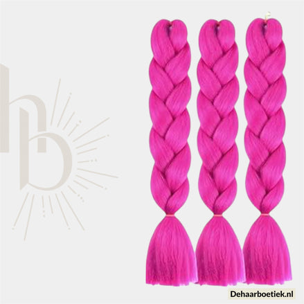 Bundel Deal Roze Invlecht Haar 60cm – 3 Stuks