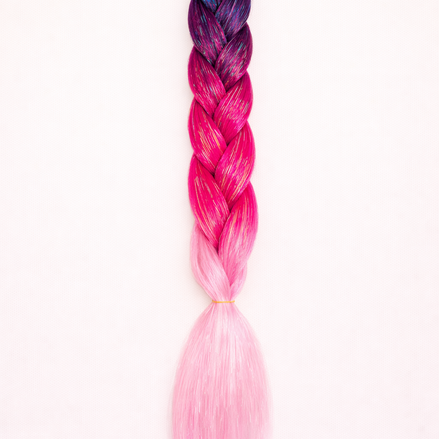 Premium shine invlecht haar zwart-roze-licht roze - De HaarBoetiek