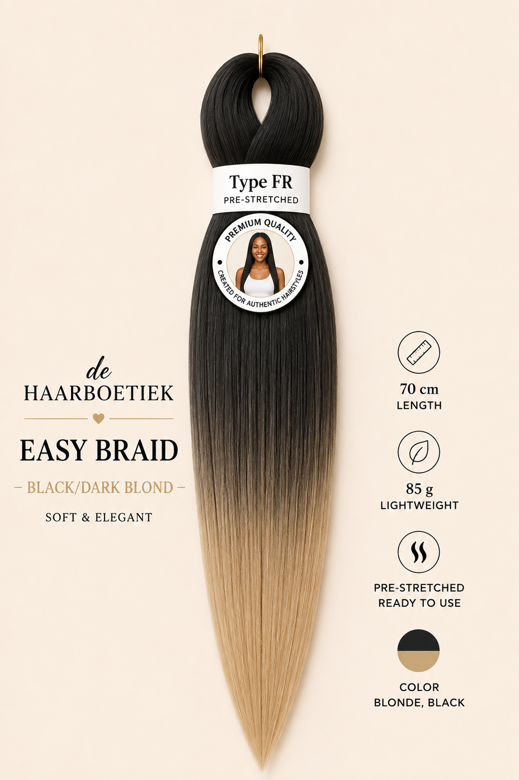Easy braid zwart bruin blond