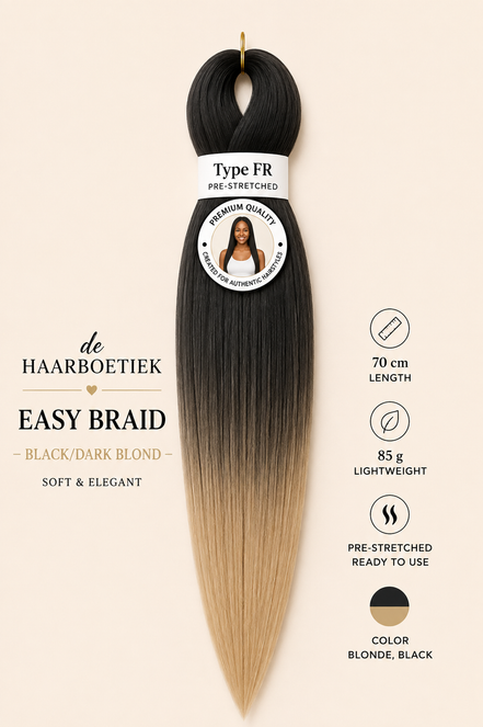 Easy braid zwart bruin blond