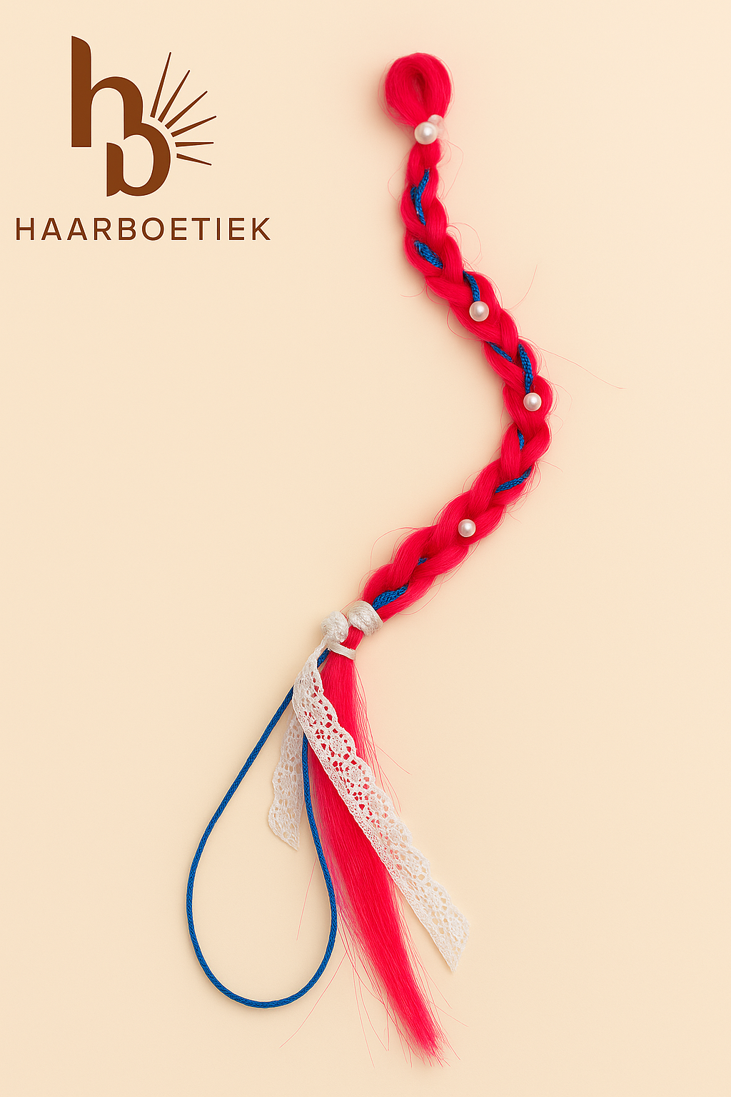 Braid vlecht clip in roze - wit - blauw |