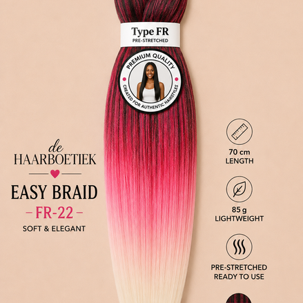 Easy braid invlechthaar rood, roze en blond ombre
