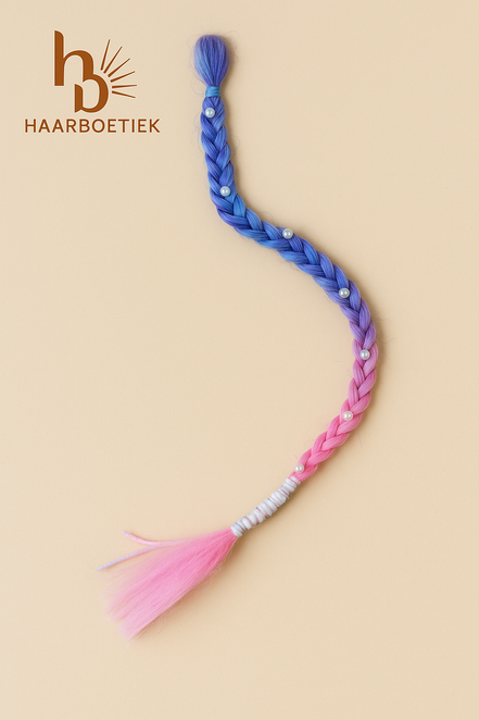 Clip in braid roze - blauw