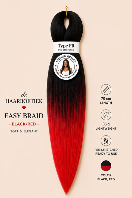 Easy braid ombre zwart rood